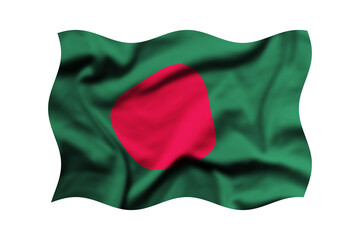 Obraz premium The flag of Bangladesh flying in the wind isolated on a transparent background, Clipping path included