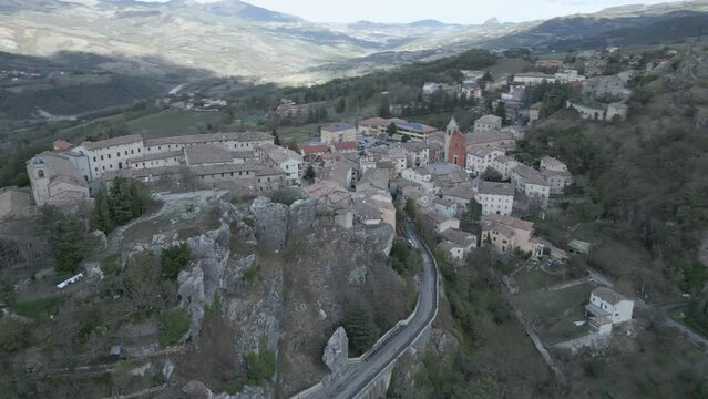 A drone footage over Pennabilli, beautiful little Italian Tibet