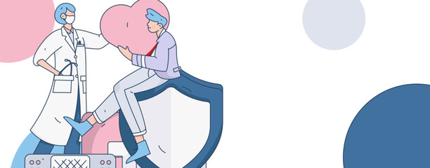 Medical characters fighting the epidemic flat vector concept operation hand drawn illustration
