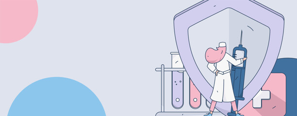 Medical characters fighting the epidemic flat vector concept operation hand drawn illustration
