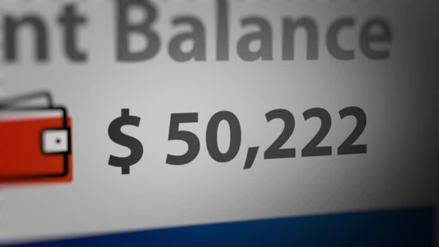Animate Number of Account Balance Increases. Fictitious Data Created Exclusively for This Concept Footage
