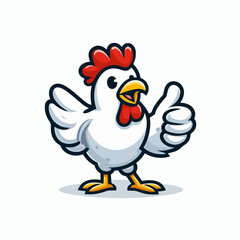 cartoon vector cute chicken giving thumbs up cartoon vector icon illustration. cute chicken logo, Cute Chicken Thumbs Up Icon, Ai Generated.