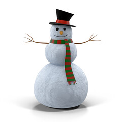snowman with hat on transparent background