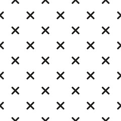 Black cross mark pattern wallpaper. Repeatable x mark tessellation, simple retro backdrop texture vector illustration isolated on white background