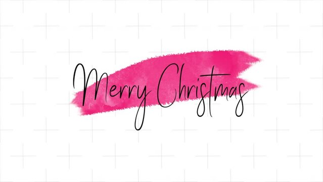 Merry Christmas text with red brush on white background, motion holidays and art style background for New Year and Merry Christmas