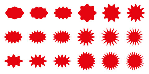 Set of red sale price sticker starburst price.