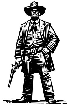 recommend clip art: Sheriff Black and White