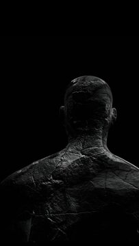 stone man, view from the back, abstract silhouette, 3d render