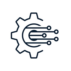 Concept of electronic process automation. Vector linear icon isolated on white background.