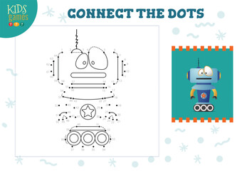 Connect the dots kids game vector illustration. Preschool children educational activity