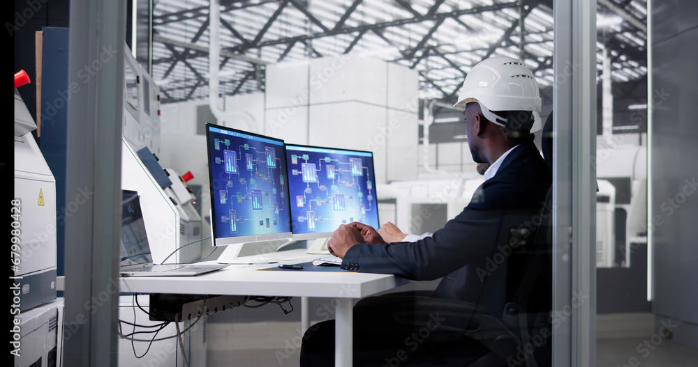 Aufkleber Industrial Data Automation System On Computer