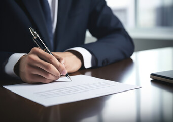 Businessman signs Paperwork