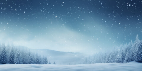 Fototapeta na wymiar Frosty Forest and Celestial Stars,, Snowy Night Landscape with Trees 