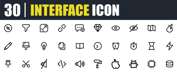 interface icon set, UI, web design, media