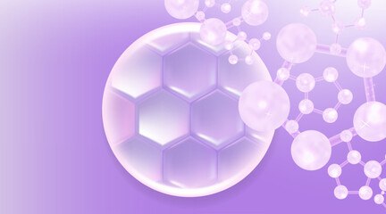 Hyaluronic acid skin solutions ad, purple collagen, and vitamin serum drop with cosmetic advertising background ready to use illustration vector.