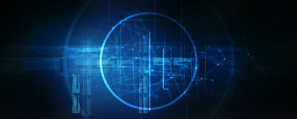 2d illustration Abstract futuristic electronic circuit technology background