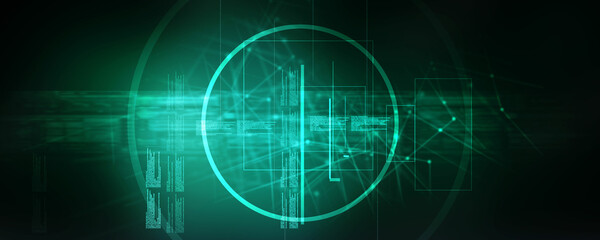 2d illustration Abstract futuristic electronic circuit technology background