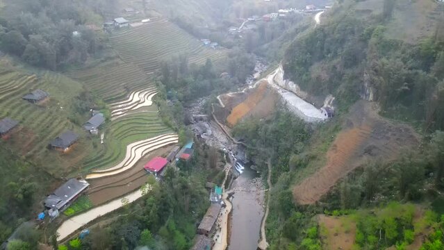 CatCat Village Aerial Drone Footage in Sapa, Vietnam