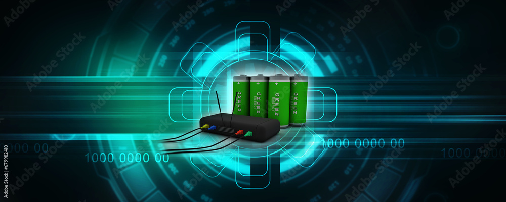 Aufkleber 3d rendering transmitter wifi with battery