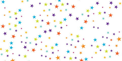 Vector seamless pattern with colorful stars, color stars confetti celebration, starry pattern.  - obrazy, fototapety, plakaty