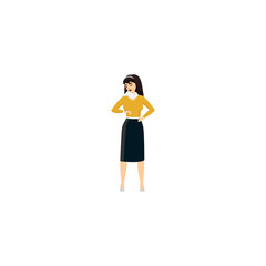 vector set of women's poses with cute movements character