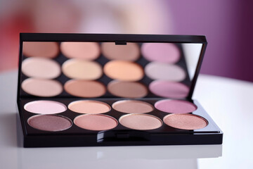 Obraz na płótnie Canvas Palette with multi-colored shadows for fashionable makeup. Beauty industry