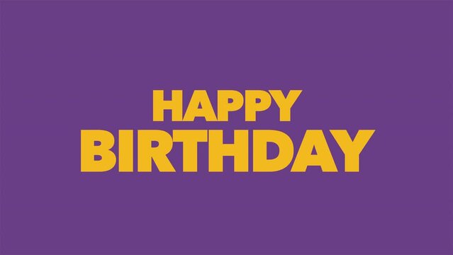Modern Happy Birthday text on purple gradient, motion holidays and promo style background