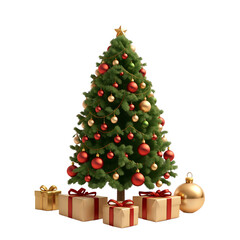 Fototapeta na wymiar christmas tree with gifts png