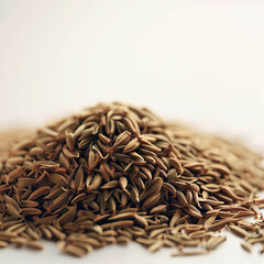 Pile | of. cumin | seeds | Caraway | isolated | Dried | cumin | Caraway. of seeds over,
Thanjavur,Tamil Nadu,India Top view of. Cumin, caraway seeds isolated on white background, Generative AI - obrazy, fototapety, plakaty