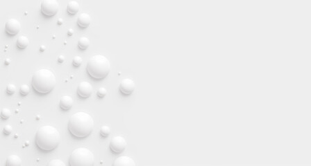 white 3D balls on white background. Abstract background balls design. science cosmetic technology. cosmetic background, concept skin care cosmetics solution