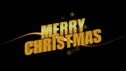 Modern Merry Christmas text with confetti on black gradient, motion abstract minimalism, holidays and winter style background