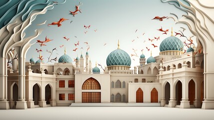 Fototapeta premium flat wall with Islamic ornament