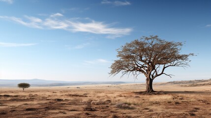 A lone tree standing resolute in a barren, arid desert