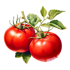 Tomato, Vegetables, Watercolor illustrations - obrazy, fototapety, plakaty