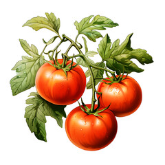 Tomato, Vegetables, Watercolor illustrations