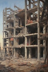destroyed building in war zone