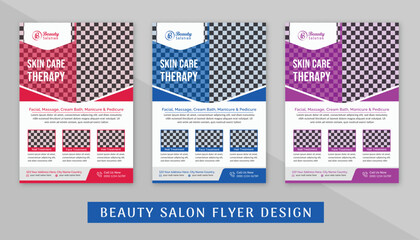 Colorful beauty and spa salon services flyer template design with creative shapes in vector layout