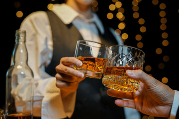 whiskey, for a friendly party in a bar or a restaurant.