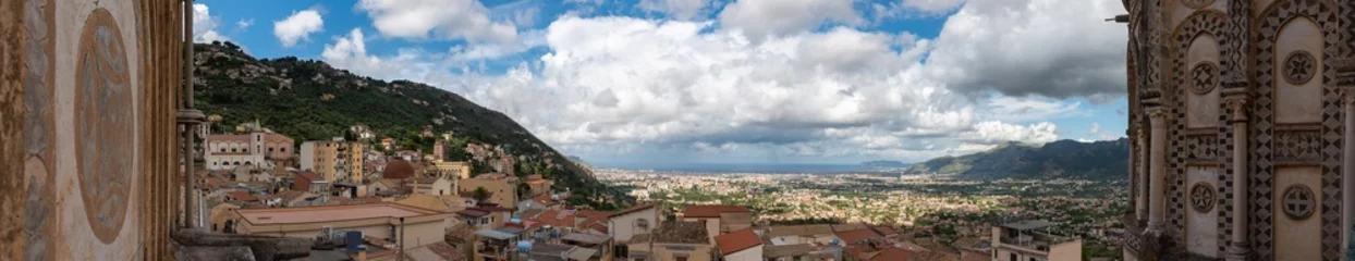 Foto op Plexiglas Wide  Panoramic View Of The Gulf Of Palermo, In The South Of Italy, Taken From The Cathedral Of Monreale © daniele russo