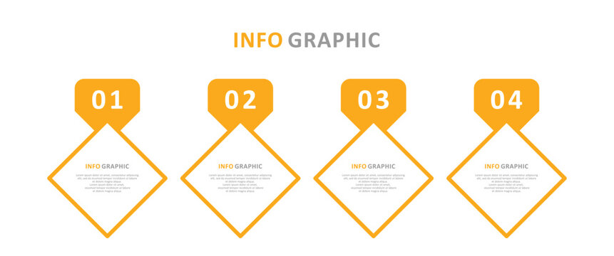 Vector infographic design template with 4 options or steps. With a yellow composition