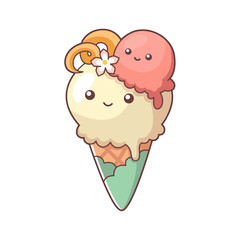 Cute Ice Cream Character Design Illustration