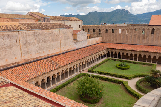 The Gardens With the Cloister Inside The Cathedral Of Monreale Near Palermo in The South of Italy