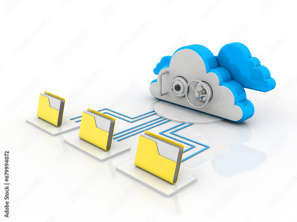 Poster 3d rendering cloud folder storage lock