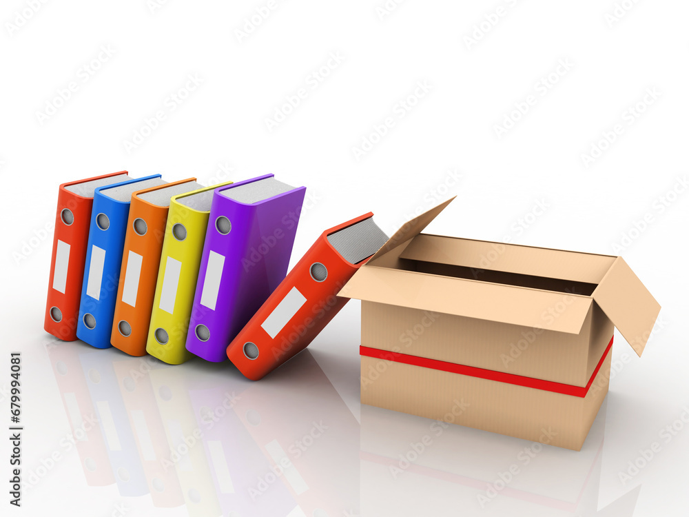 Poster 3d rendering office document binder in card box
