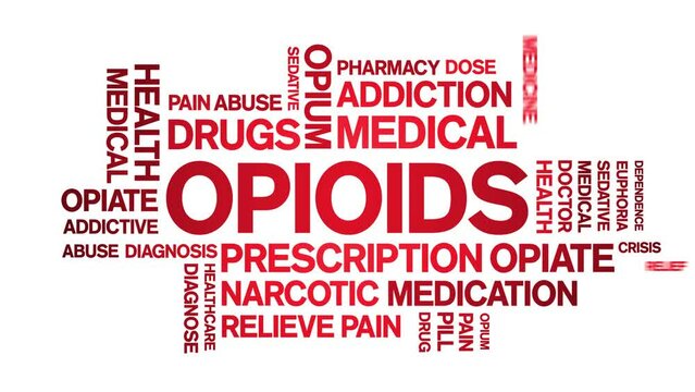 Opioids animated tag word cloud;text design animation kinetic typography seamless loop.