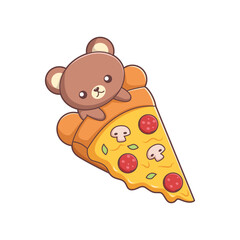 Cute Pizza Character Design Illustration