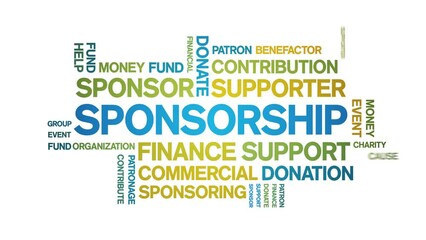 Sponsorship animated tag word cloud;text design animation kinetic typography seamless loop.