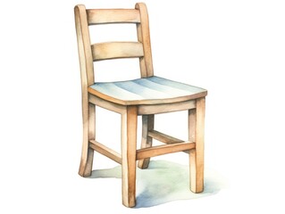Wooden chair watercolor illustration isolated on white