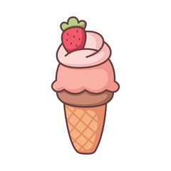 Cute Ice Cream Character Design Illustration