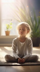 Create a calming illustration of someone in Child's Pose, showcasing the restorative and relaxing nature of this yoga pose, AI generated